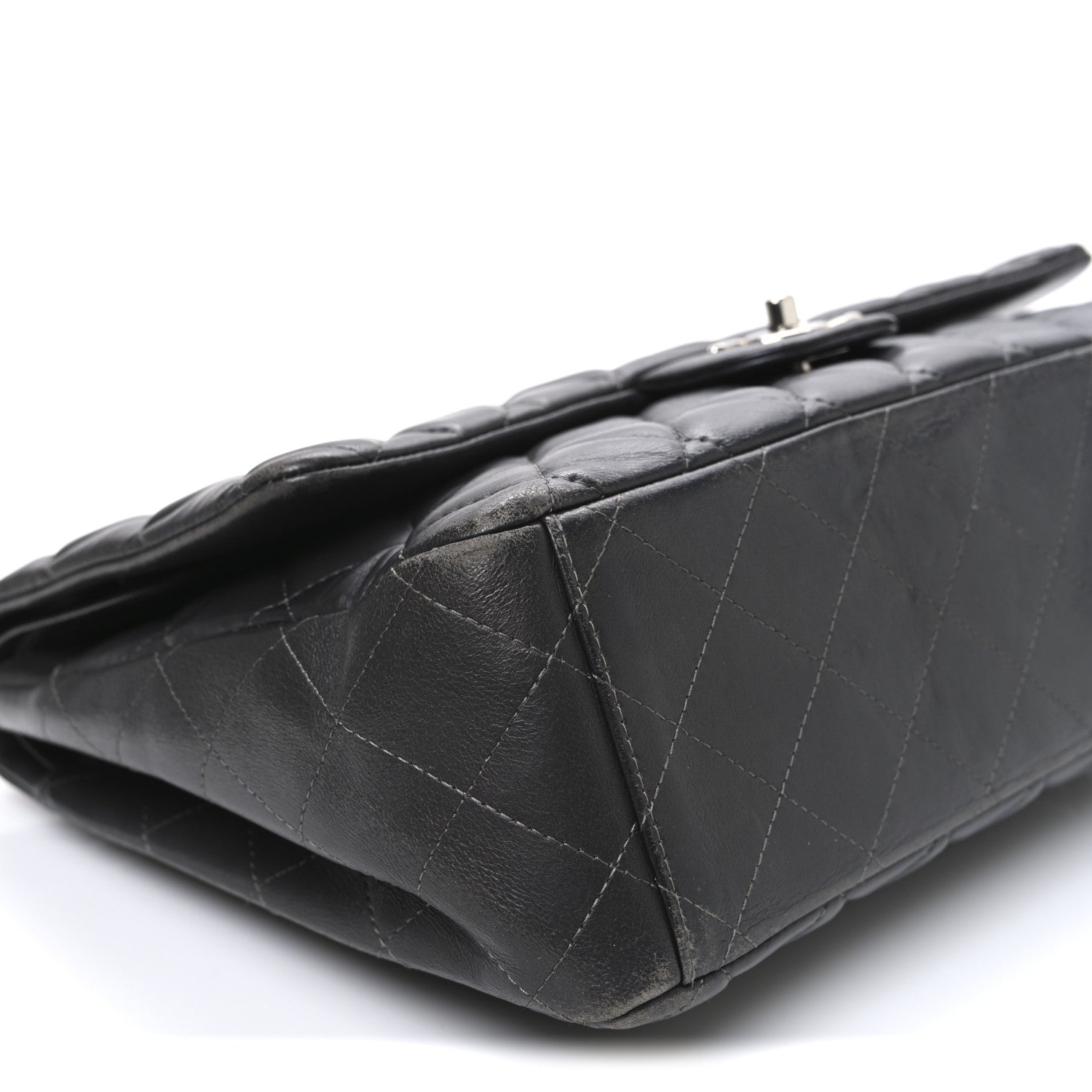 Chanel Lambskin Quilted Maxi Double Flap Dark Grey 9 of 10