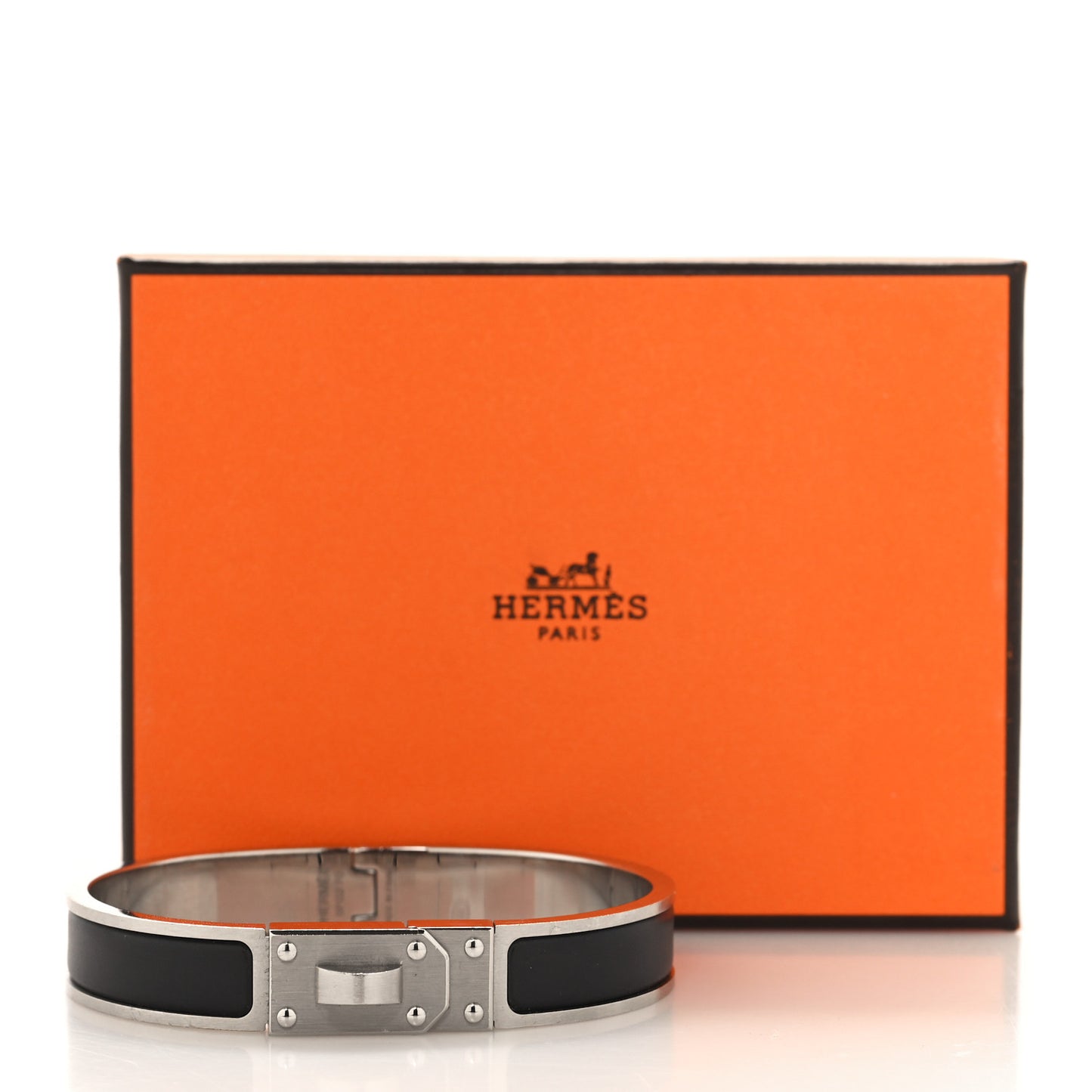 Enamel Mini Clic Kelly Bracelet GM Matte Black
