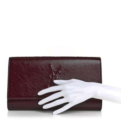 Saint Laurent Textured Patent Calfskin Large Belle De Jour Clutch Berry 2 of 11