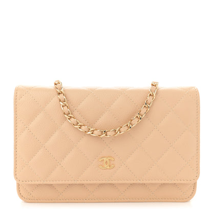 Chanel Caviar Quilted Wallet On Chain WOC Beige 1 of 11