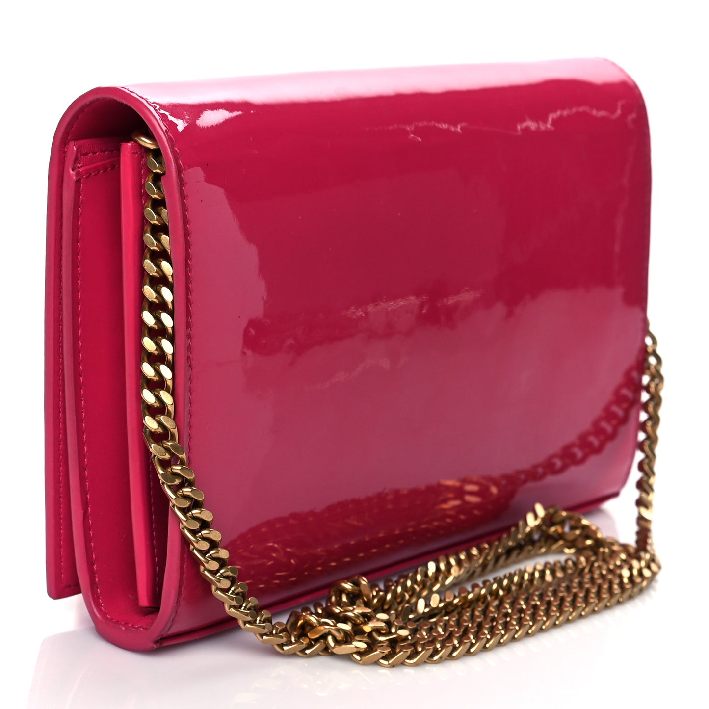 Patent Calfskin Monogram Kate Wallet On Chain Fresh Fuxia