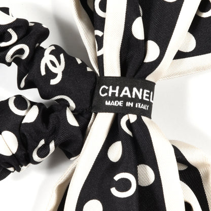 Chanel Silk CC Twilly Hair Tie Black White 3 of 3