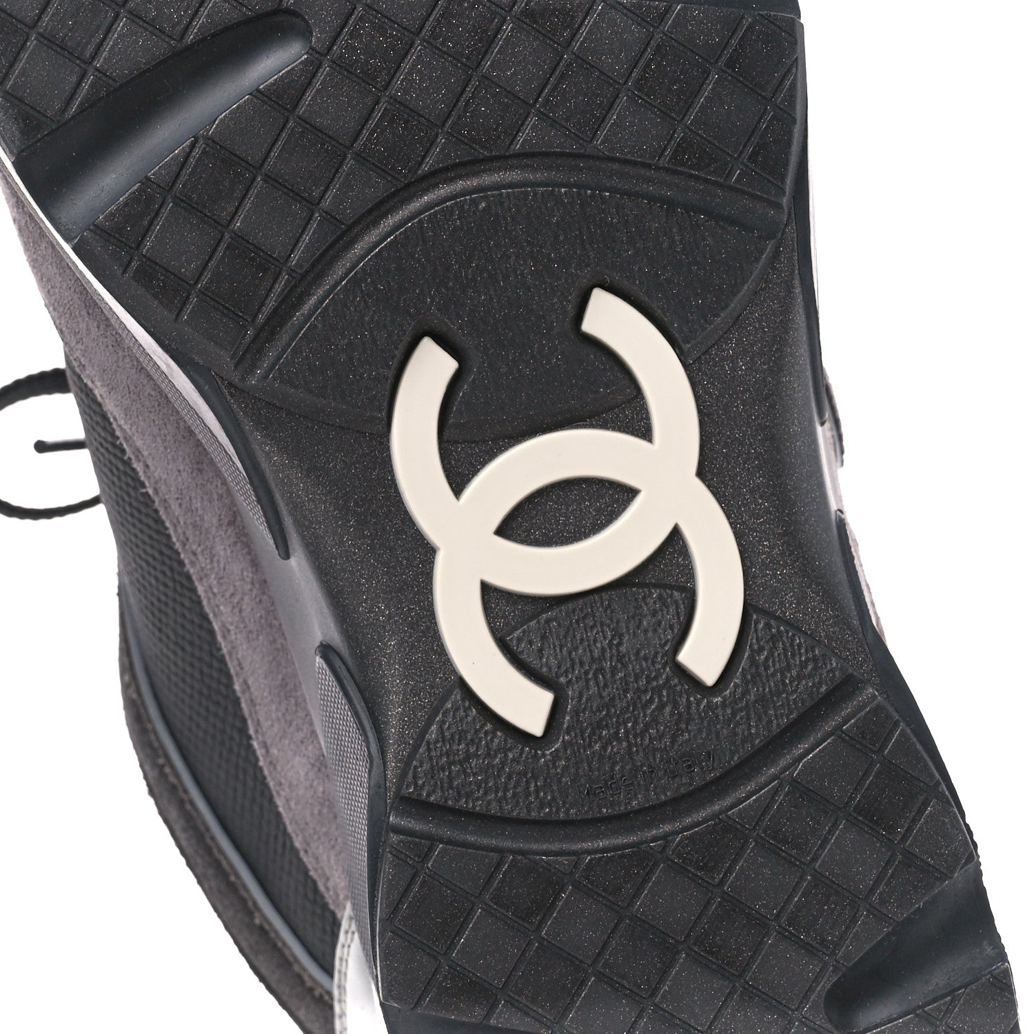 Chanel Calfskin Suede CC Sneakers 40 Black Grey 6 of 11