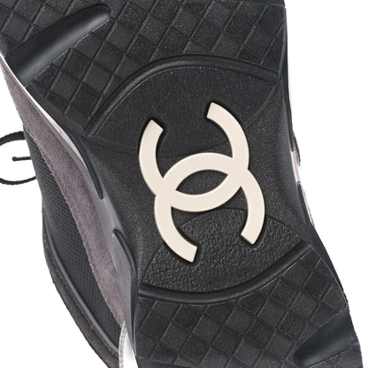 Chanel Calfskin Suede CC Sneakers 40 Black Grey 6 of 11