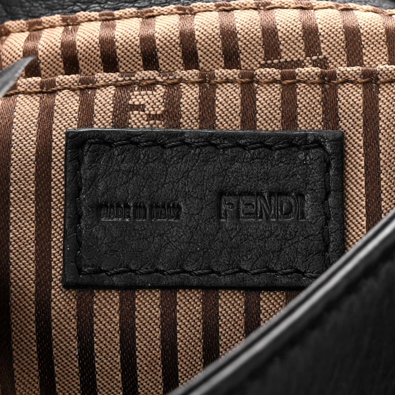 Fendi Vitello Flamingo Fendista Pouchette Crossbody Black 6 of 10