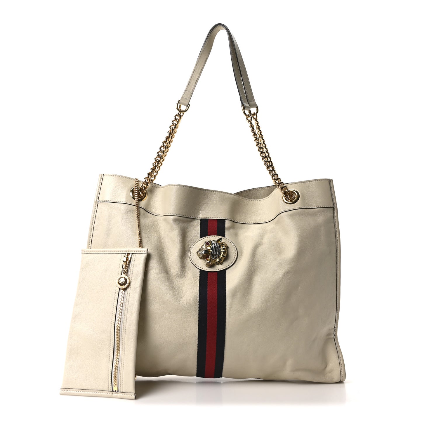 Calfskin Large Rajah Chain Tote White