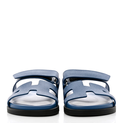 Hermes Epsom Womens Chypre Sandals 36.5 Bleu Bleuet 2 of 9