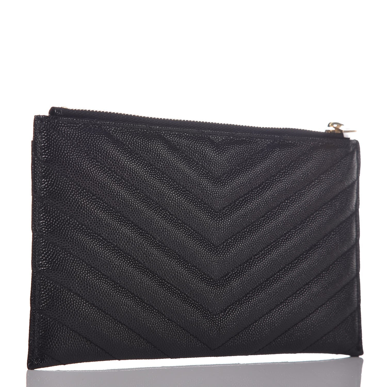 Saint Laurent Grain De Poudre Chevron Monogram Bill Pouch Black 3 of 8