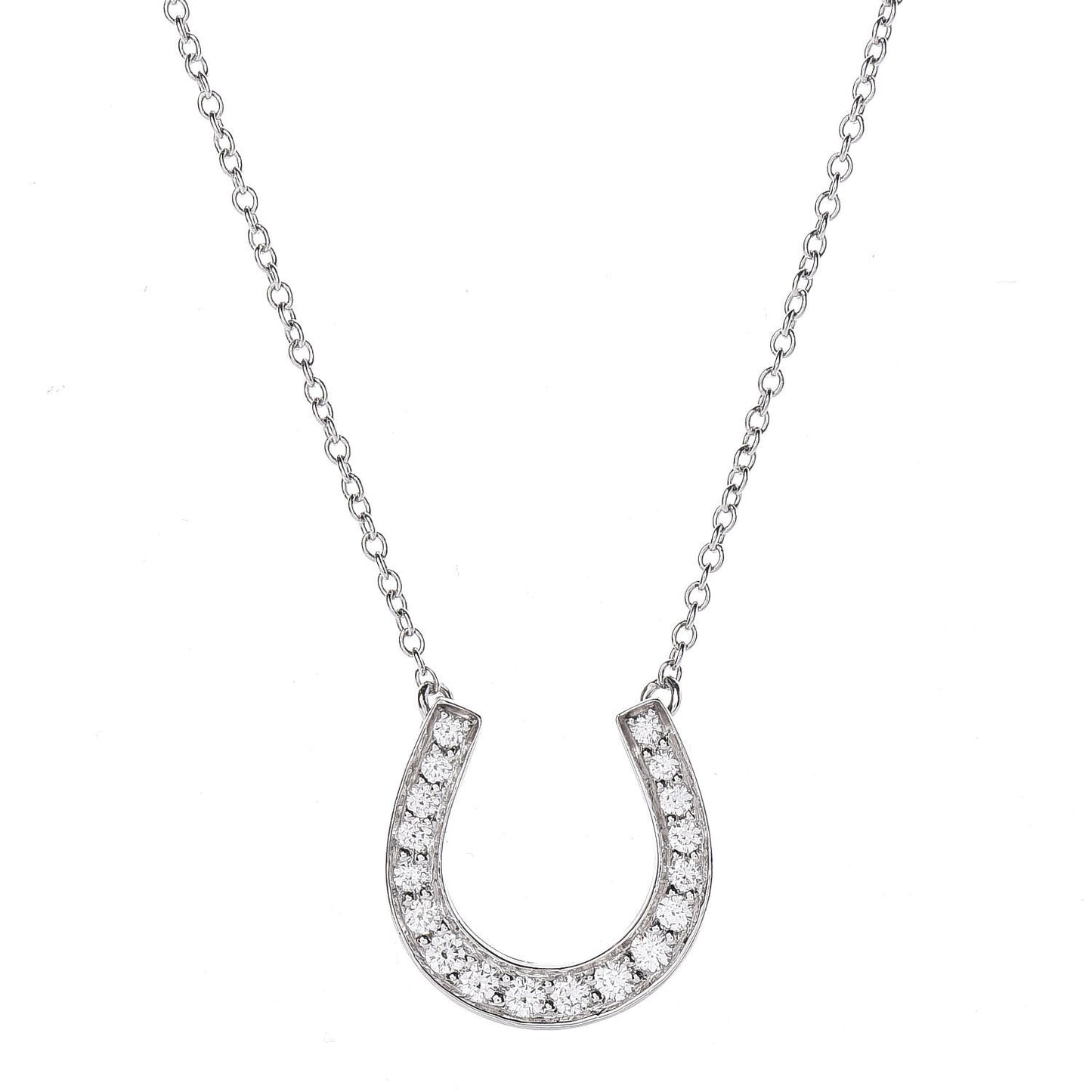 Platinum Diamond Horseshoe Pendant Necklace