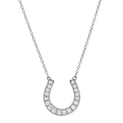 Tiffany Platinum Diamond Horseshoe Pendant Necklace 4 of 7