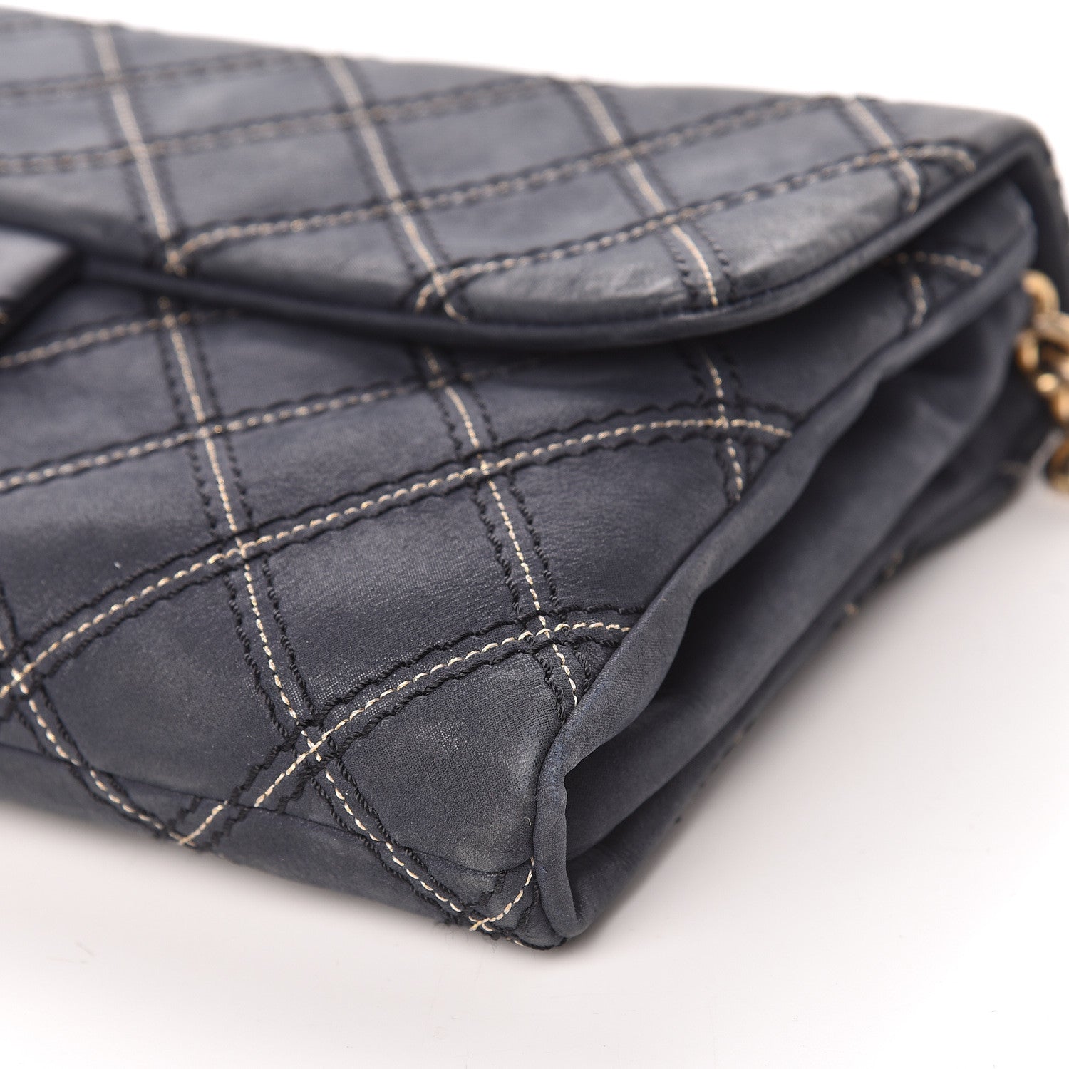 Chanel Calfskin Triple Stitched Medium Flap Navy 14 of 15