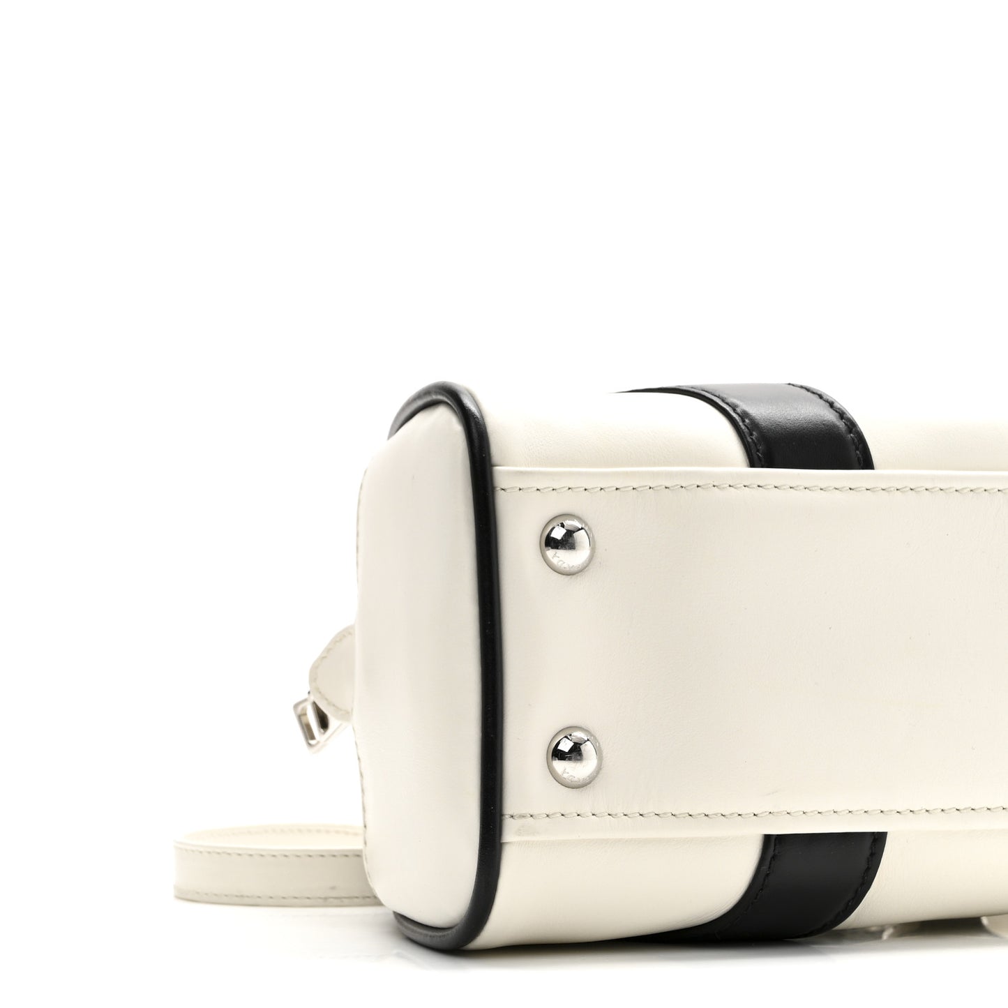 Soft Calfskin Bowling Crossbody Bag White Black