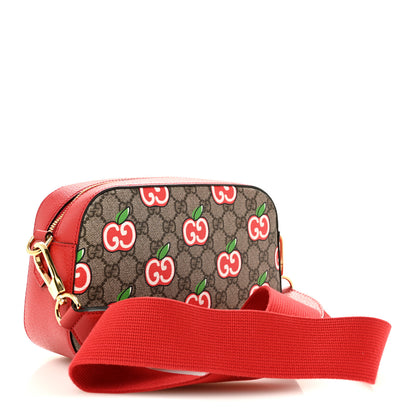Gucci GG Supreme Monogram Apple Small Retro Interlocking G Shoulder Bag Beige Multicolor Lobster Red 3 of 13