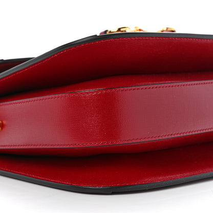 Gucci GG Supreme Monogram Azalea Calfskin Horsebit 1955 Shoulder Bag Beige Ebony New Cherry Red 9 of 10