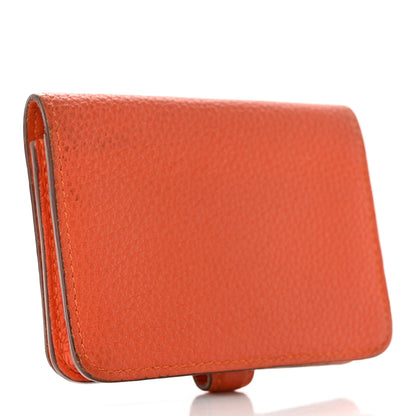 Hermes Togo Dogon Card Case Key Holder Orange 3 of 11