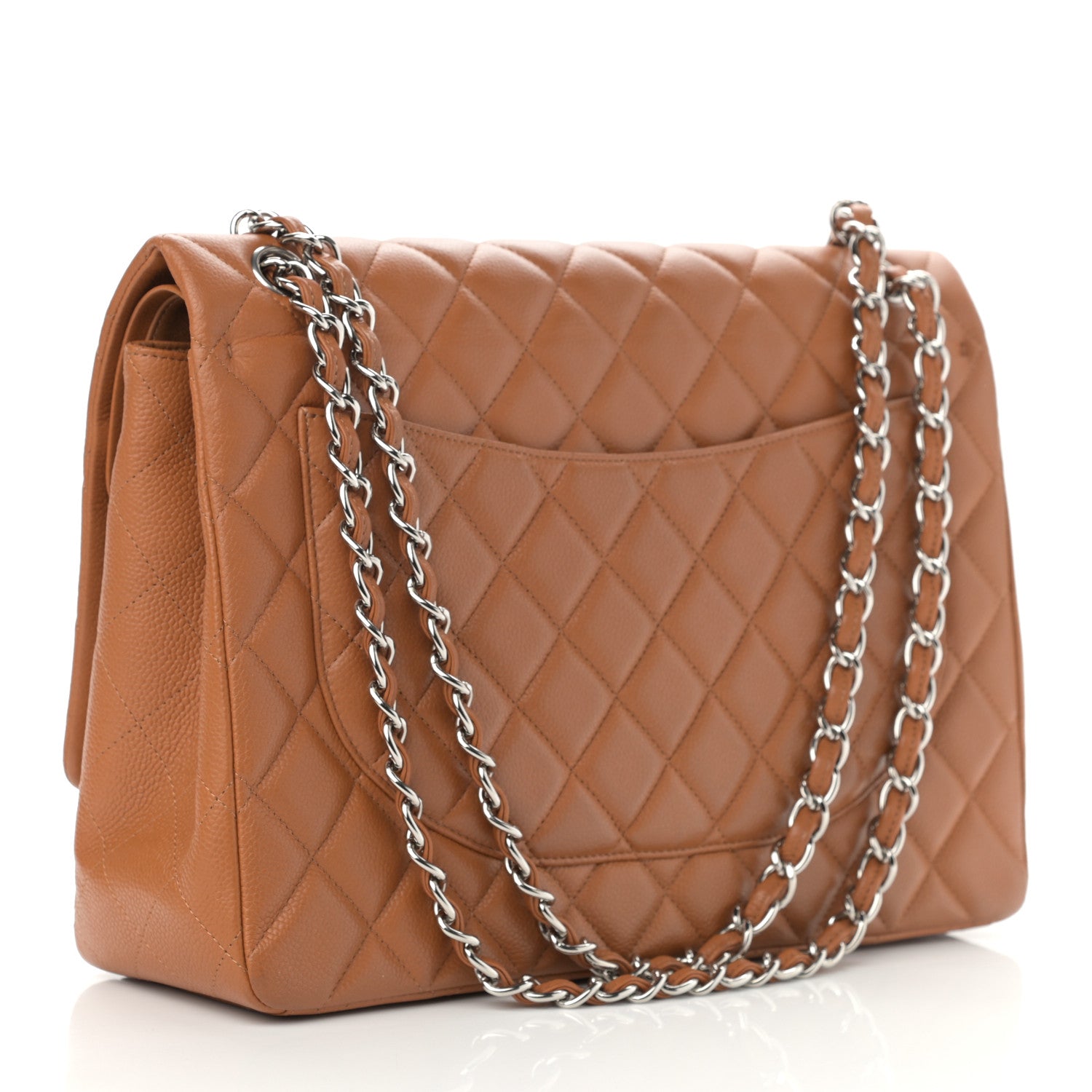 Chanel Caviar Quilted Maxi Double Flap Light Brown 3 of 15