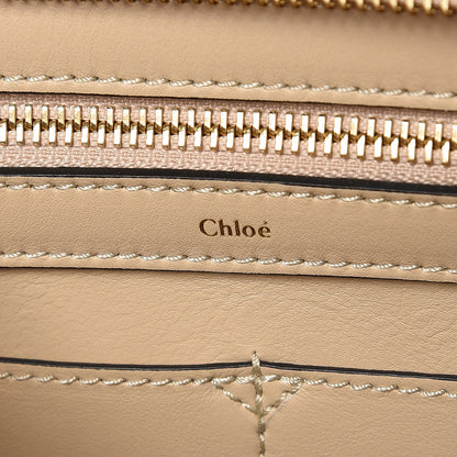 Chloe Ostrich Crocodile Embossed Large Alice Satchel Beige Black 7 of 9