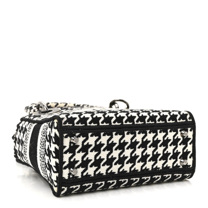 Christian Dior Canvas Houndstooth Embroidered Mini Lady D-Lite Black White 4 of 9