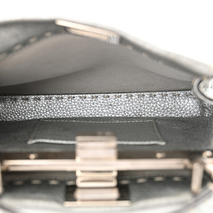 Fendi Cuoio Romano Lux Selleria Mini Peekaboo Iconic Satchel Argento 5 of 13