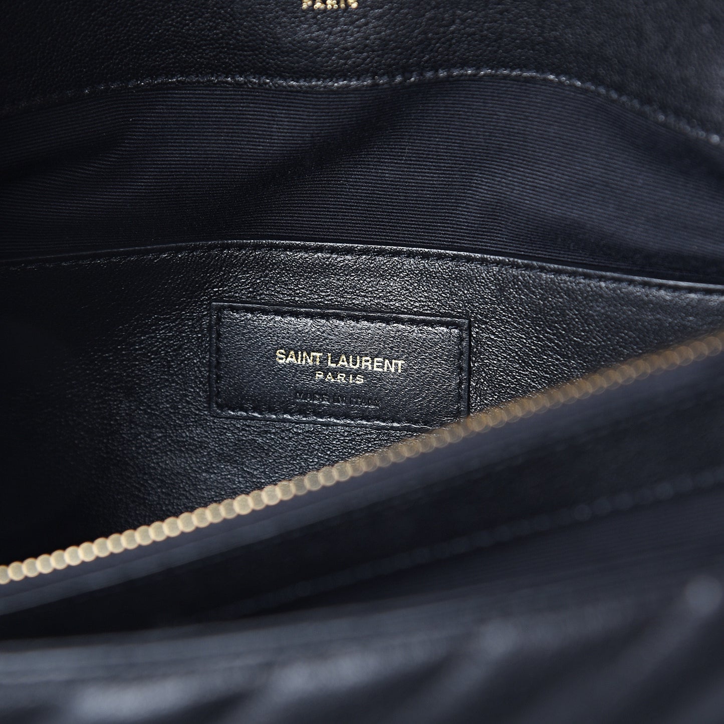 Sheepskin Matelasse Chevron Monogram Large College Satchel Black