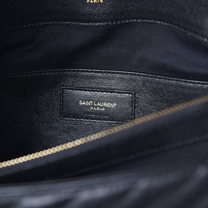 Saint Laurent Sheepskin Matelasse Chevron Monogram Large College Satchel Black 5 of 7