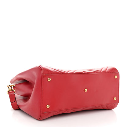 Gucci Calfskin Matelasse Small GG Marmont Tote Hibiscus Red 4 of 11