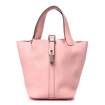 Hermes Taurillon Clemence Picotin Lock 18 PM Rose Sakura 1 of 11