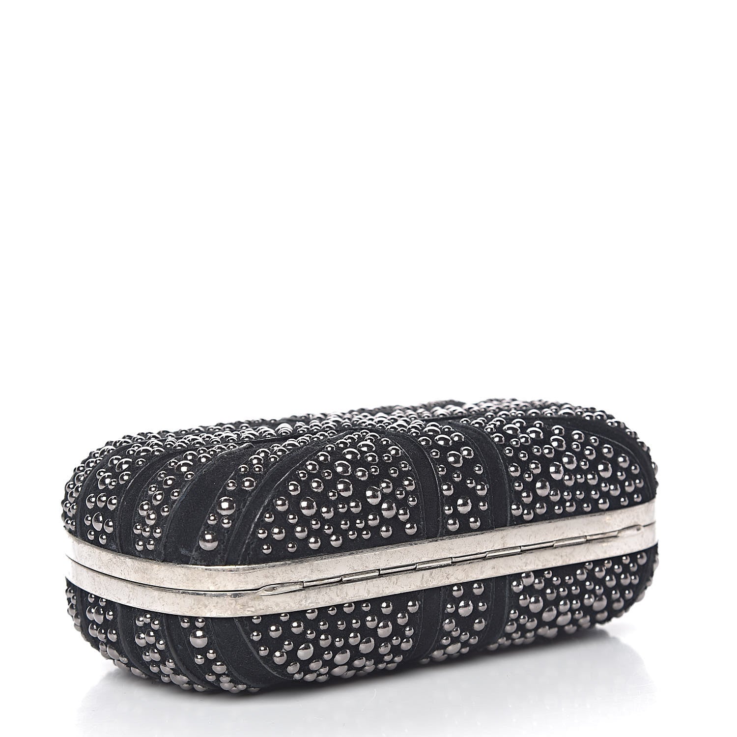 Alexander McQueen Suede Studded Britannia Skull Box Clutch Black 4 of 10