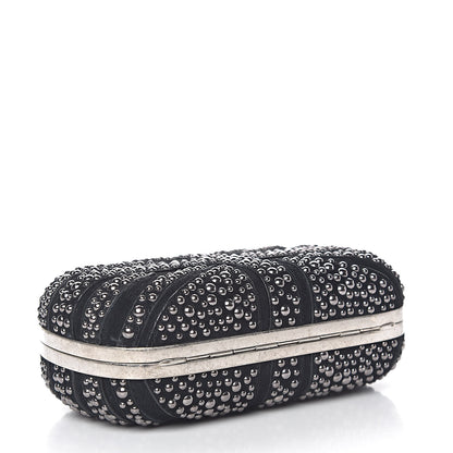 Alexander McQueen Suede Studded Britannia Skull Box Clutch Black 4 of 10