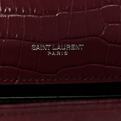 Saint Laurent Calfskin Crocodile Embossed Small Classic Monogram Kate Tassel Satchel Palissandre 6 of 10