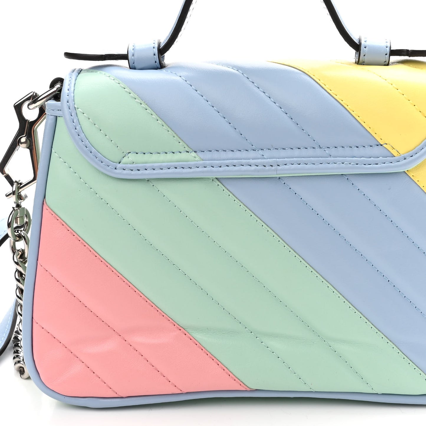 Calfskin Matelasse Diagonal Mini GG Marmont Top Handle Shoulder Bag Multicolor Pastel