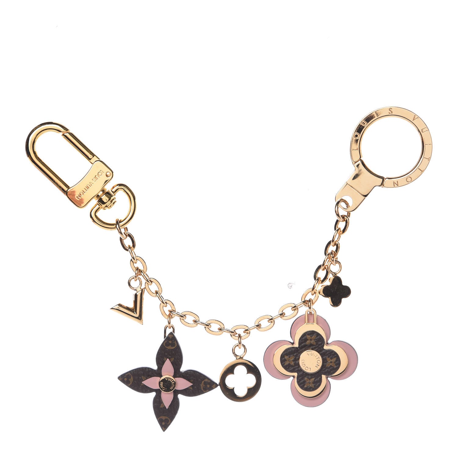 Louis Vuitton Brass Monogram Blooming Flowers Bag Charm Key Holder Rose Ballerine 1 of 3