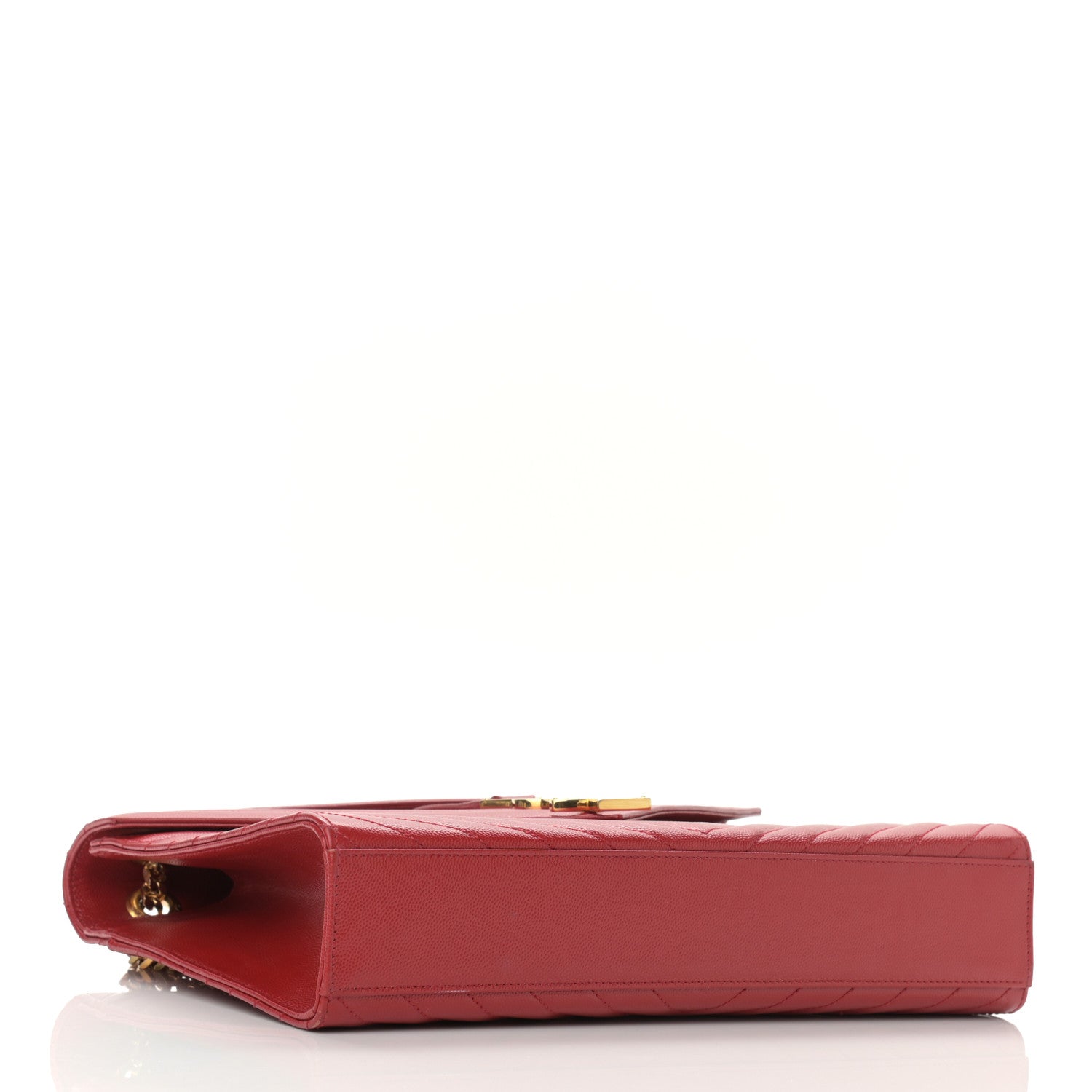 Saint Laurent Grain De Poudre Matelasse Chevron Large Monogram Satchel Lipstick Red 4 of 9