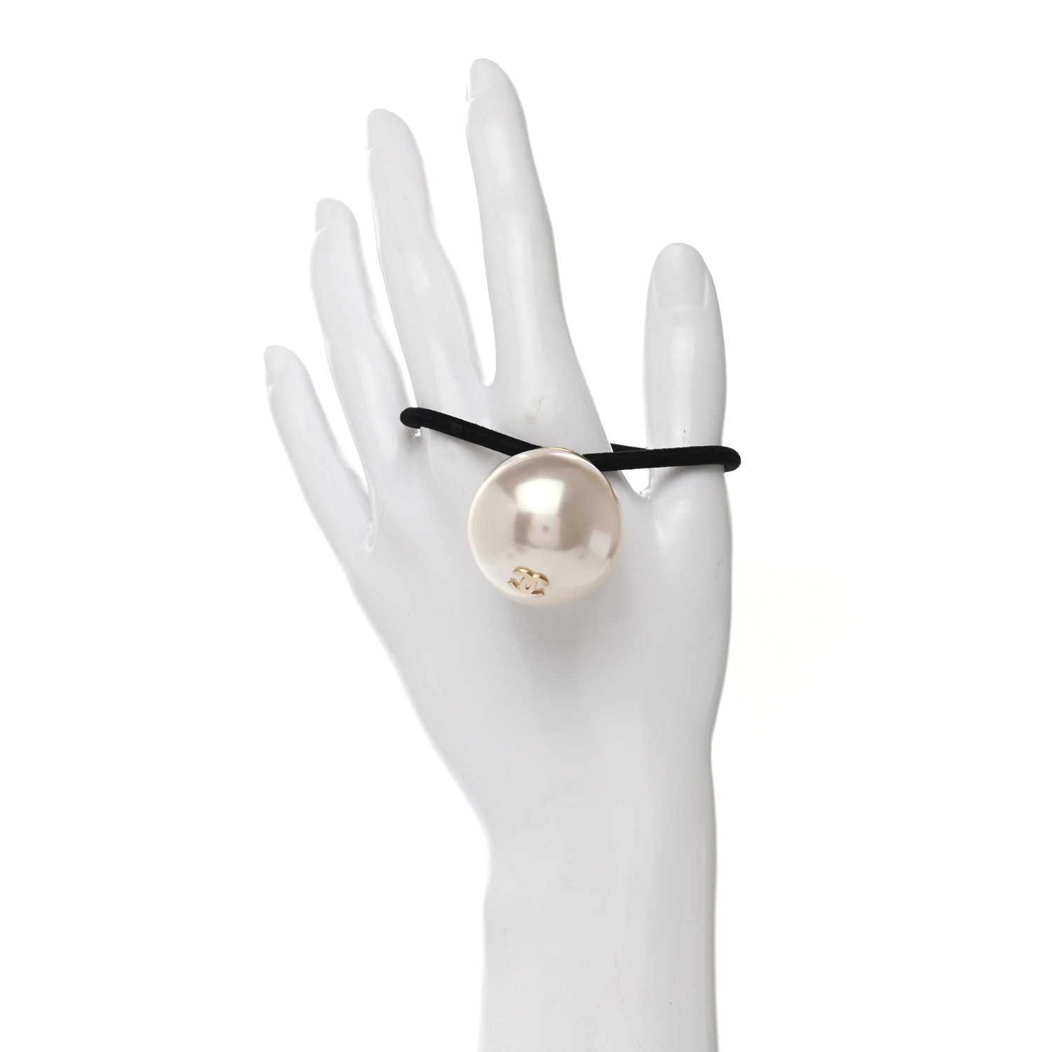 Chanel Pearl CC Hair Tie Black White 2 of 4