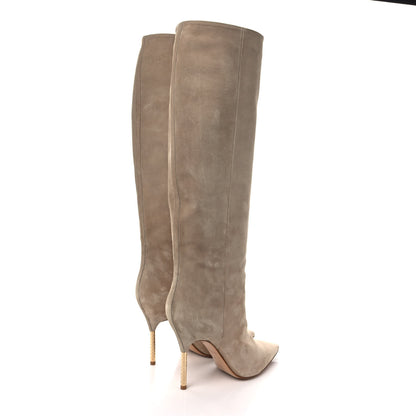 Louis Vuitton Suede Monogram Knee Boots 37 Beige 4 of 8