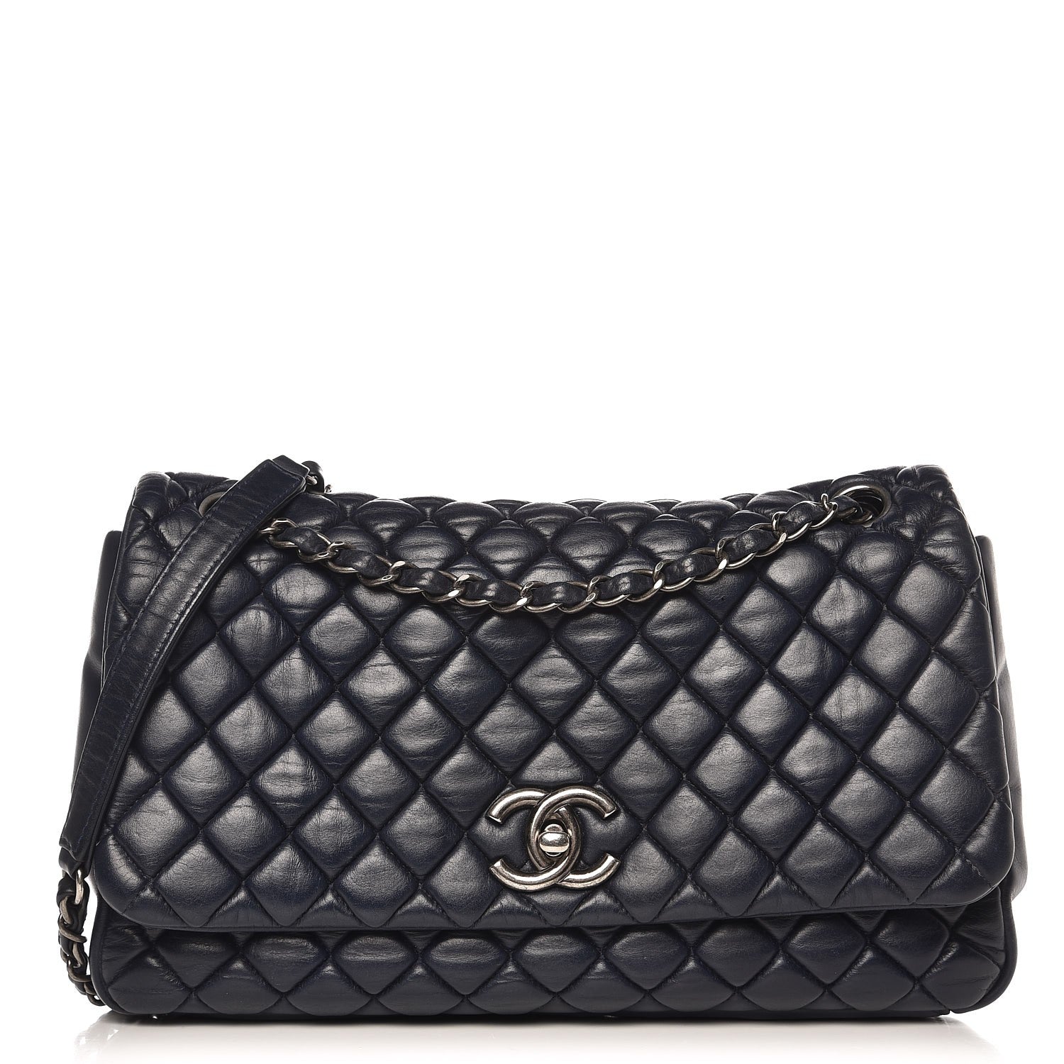 Chanel Iridescent Calfskin New Bubble Large Flap Navy 1 of 7