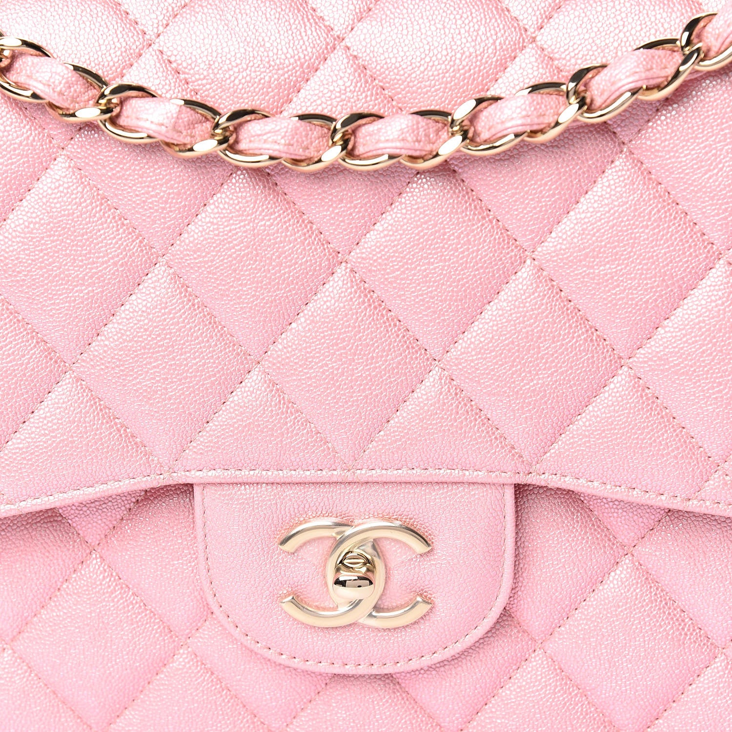 Chanel Iridescent Caviar Quilted Jumbo Double Flap Pink 10 of 11