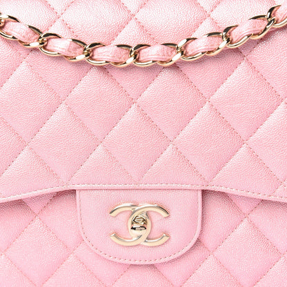 Chanel Iridescent Caviar Quilted Jumbo Double Flap Pink 10 of 11