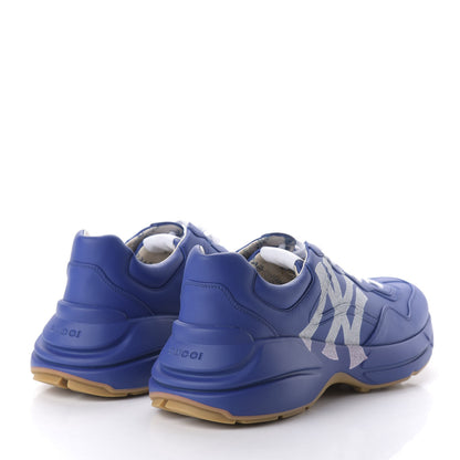 Gucci X MLB Calfskin NY Yankees Mens Rhyton Sneakers 10.5 Electric Blue 4 of 7
