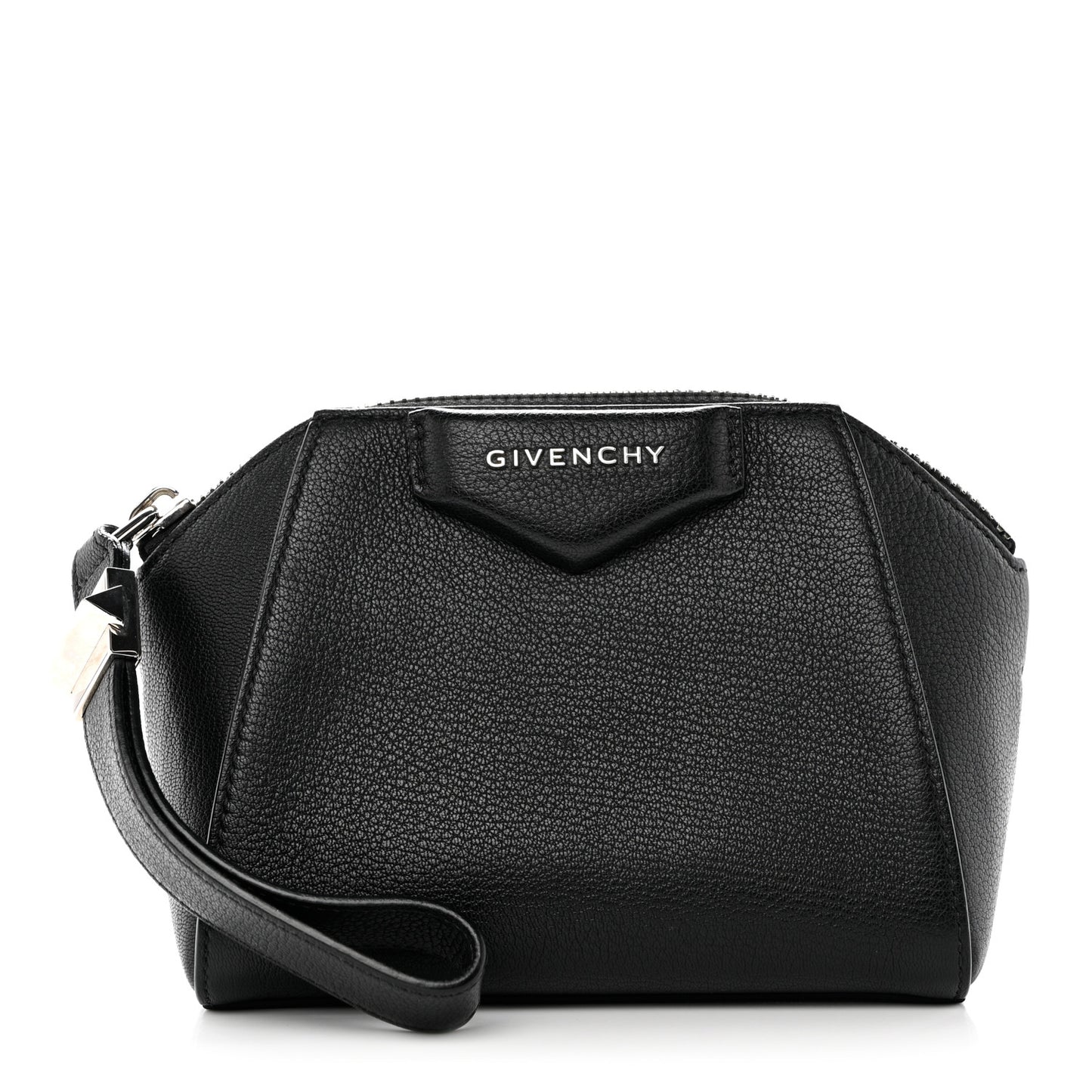 Sugar Goatskin Small Antigona Beauty Wristlet Black
