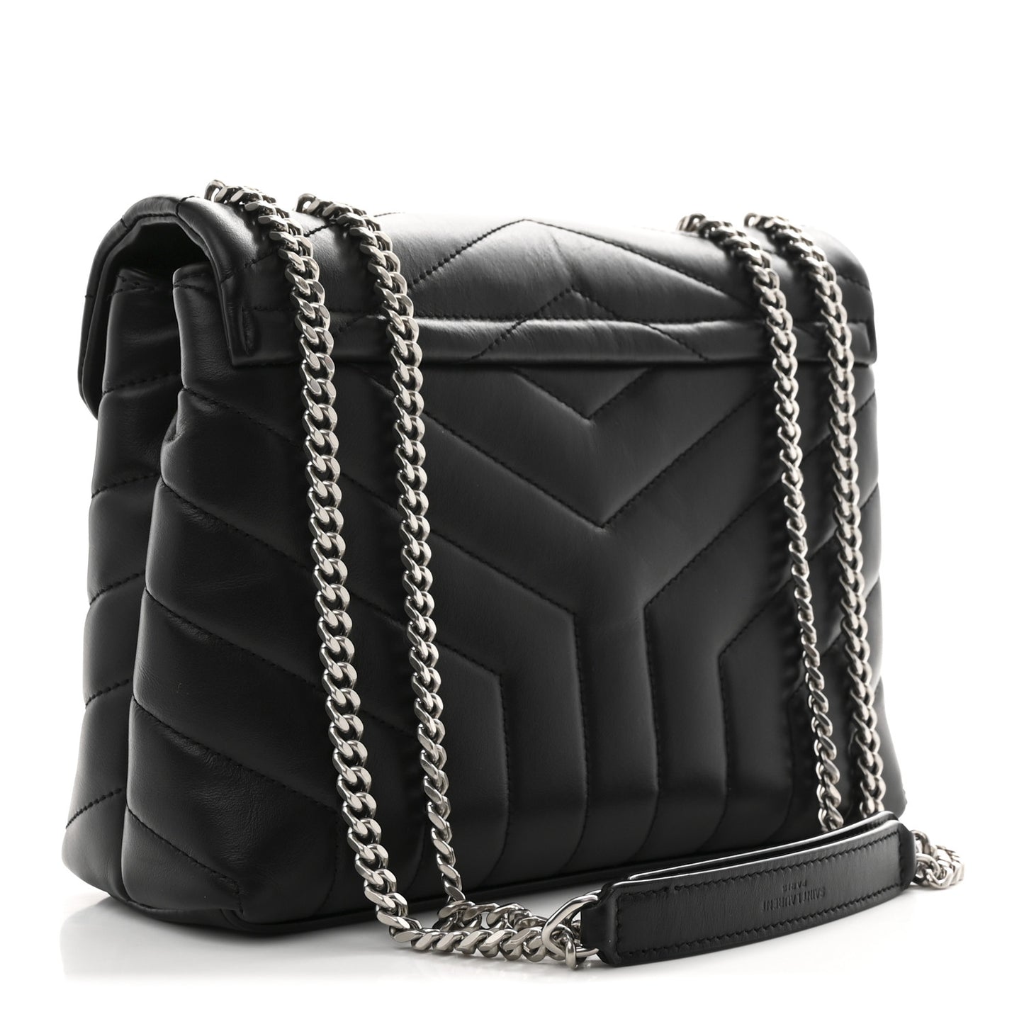 Calfskin Y Quilted Monogram Small Loulou Chain Satchel Black