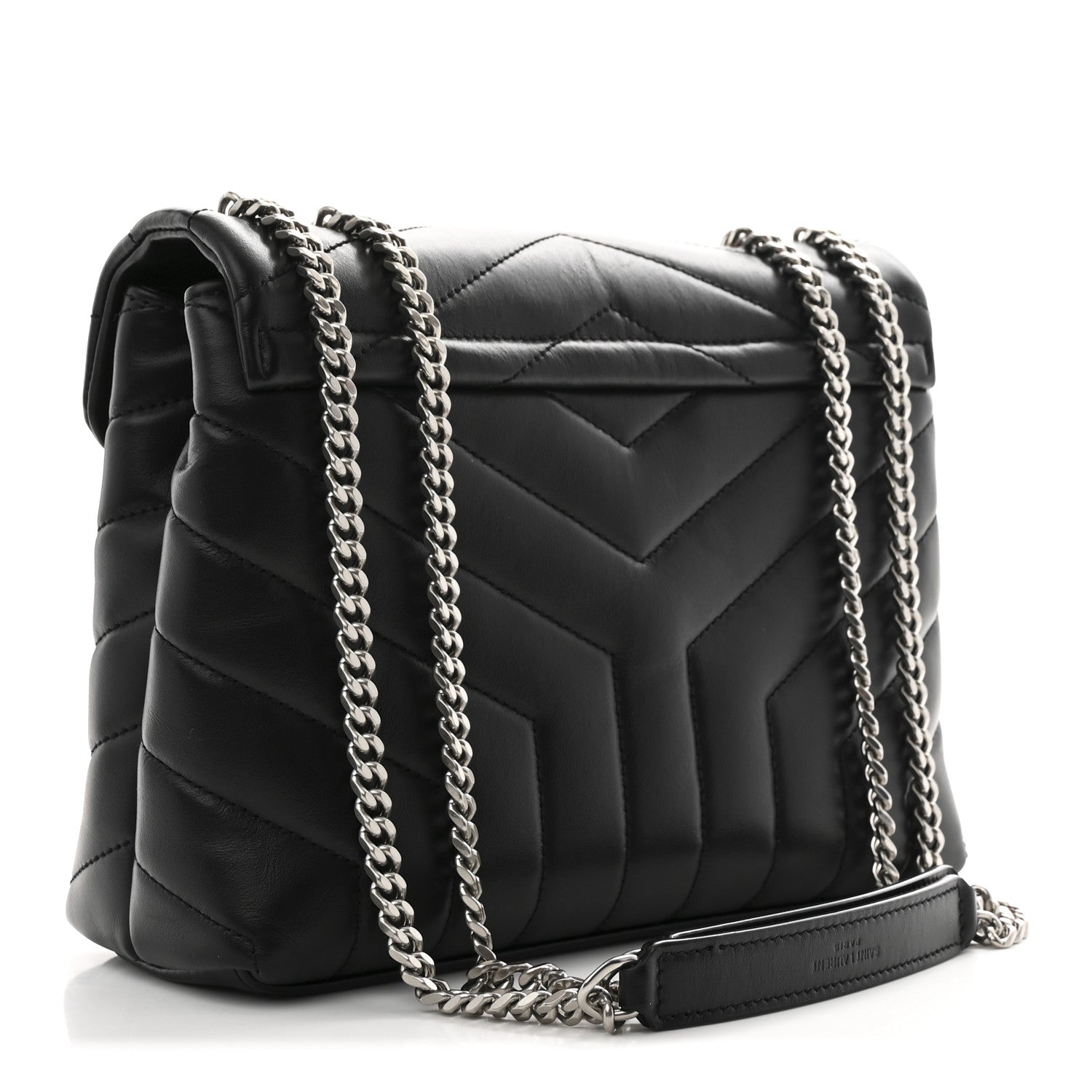 Saint Laurent Calfskin Y Quilted Monogram Small Loulou Chain Satchel Black 3 of 11