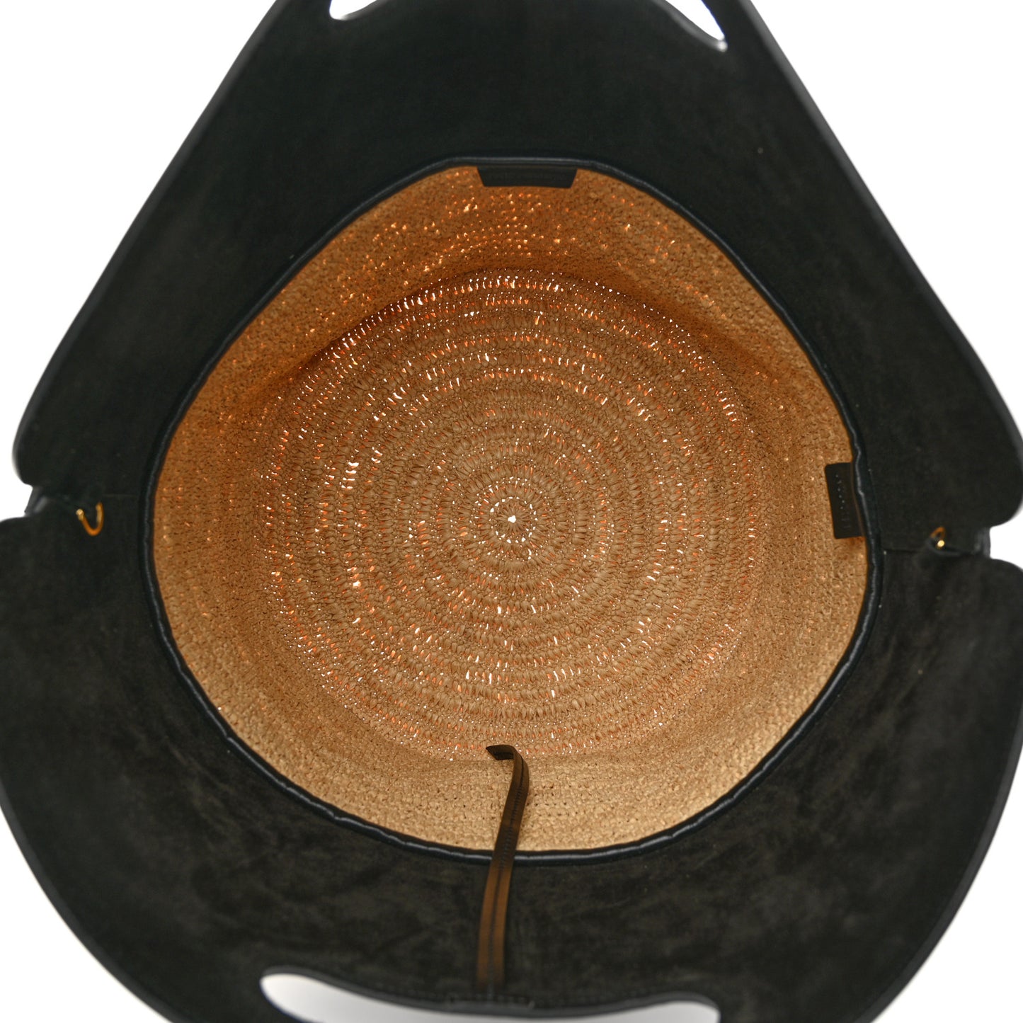 Raffia Calfskin Basket Bag Natural Black