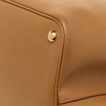 Prada Saffiano Cuir Large Double Bag Caramel Fuoco 17 of 19