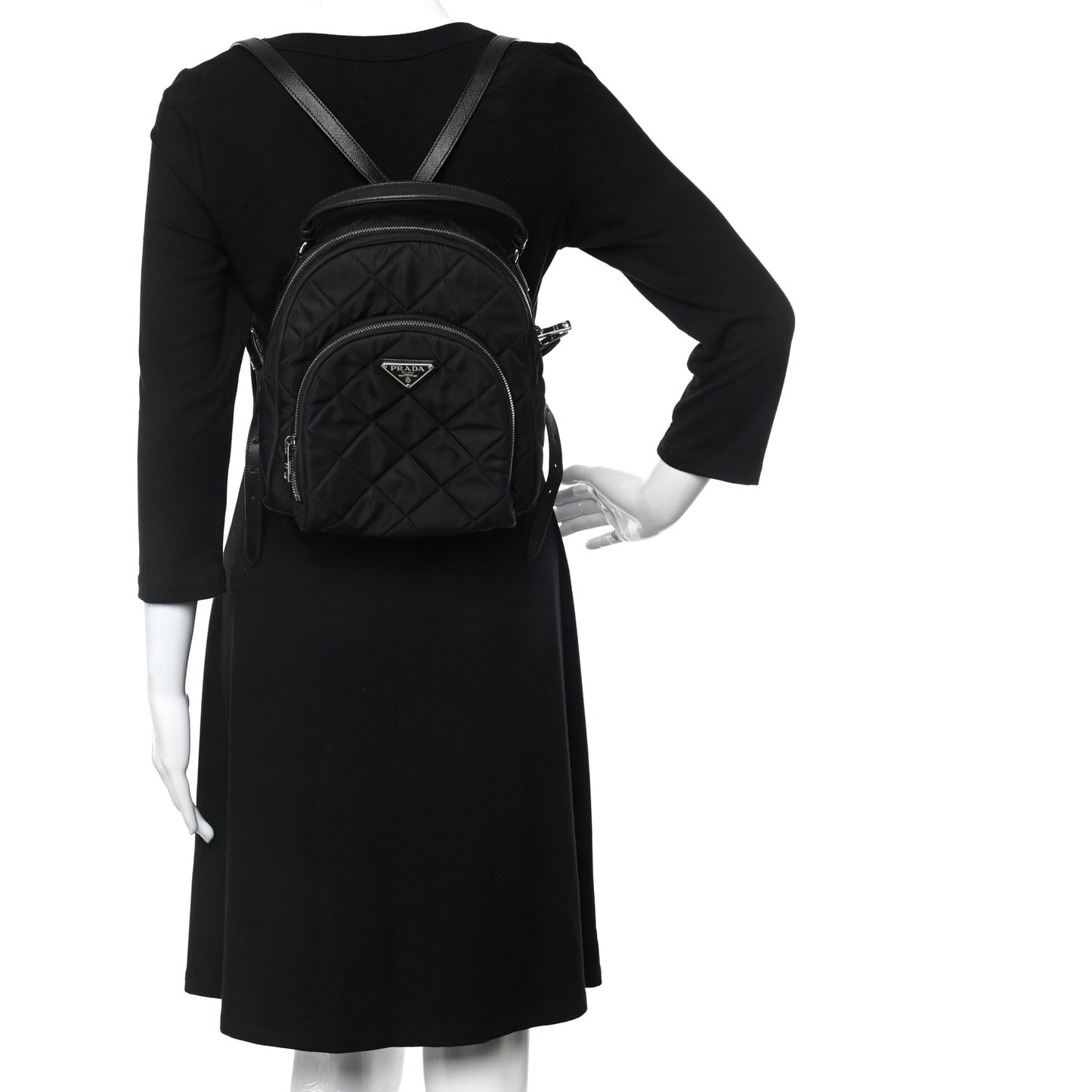 Nylon Tessuto Impuntu Quilted Backpack Black