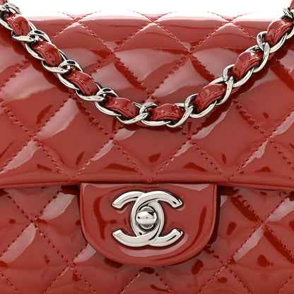 Chanel Patent Calfskin Quilted Mini Rectangular Flap Dark Red 8 of 12
