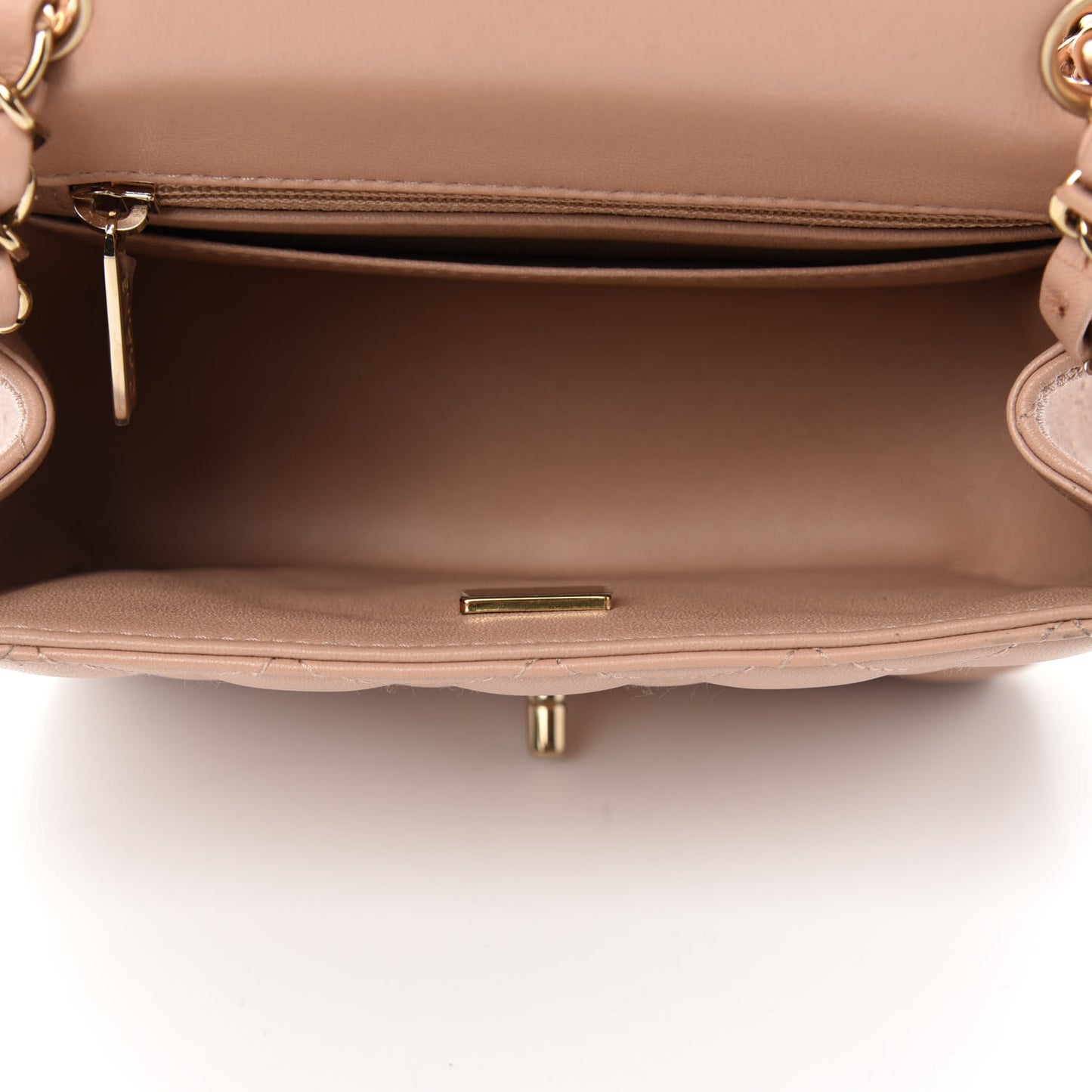 Lambskin Quilted Mini Square Flap Beige