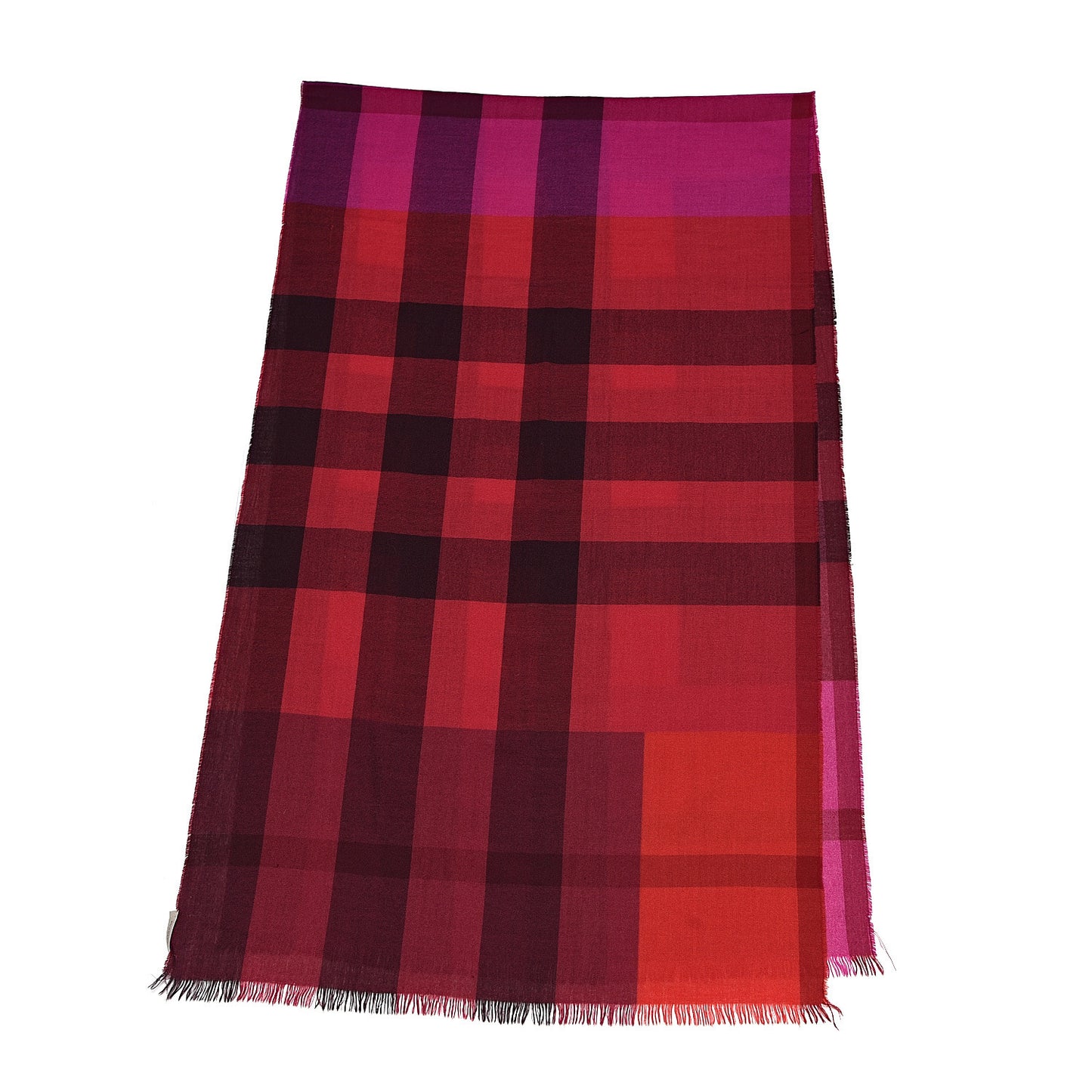 Wool Cashmere Mega Check Colorblock Scarf Flame Red