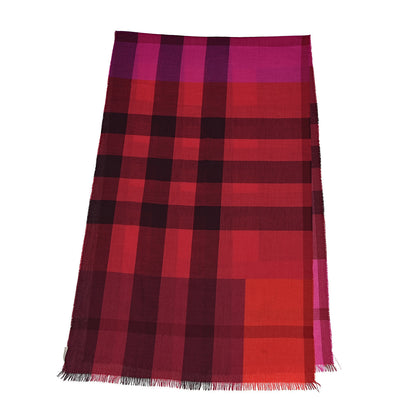 Burberry Wool Cashmere Mega Check Colorblock Scarf Flame Red 3 of 4