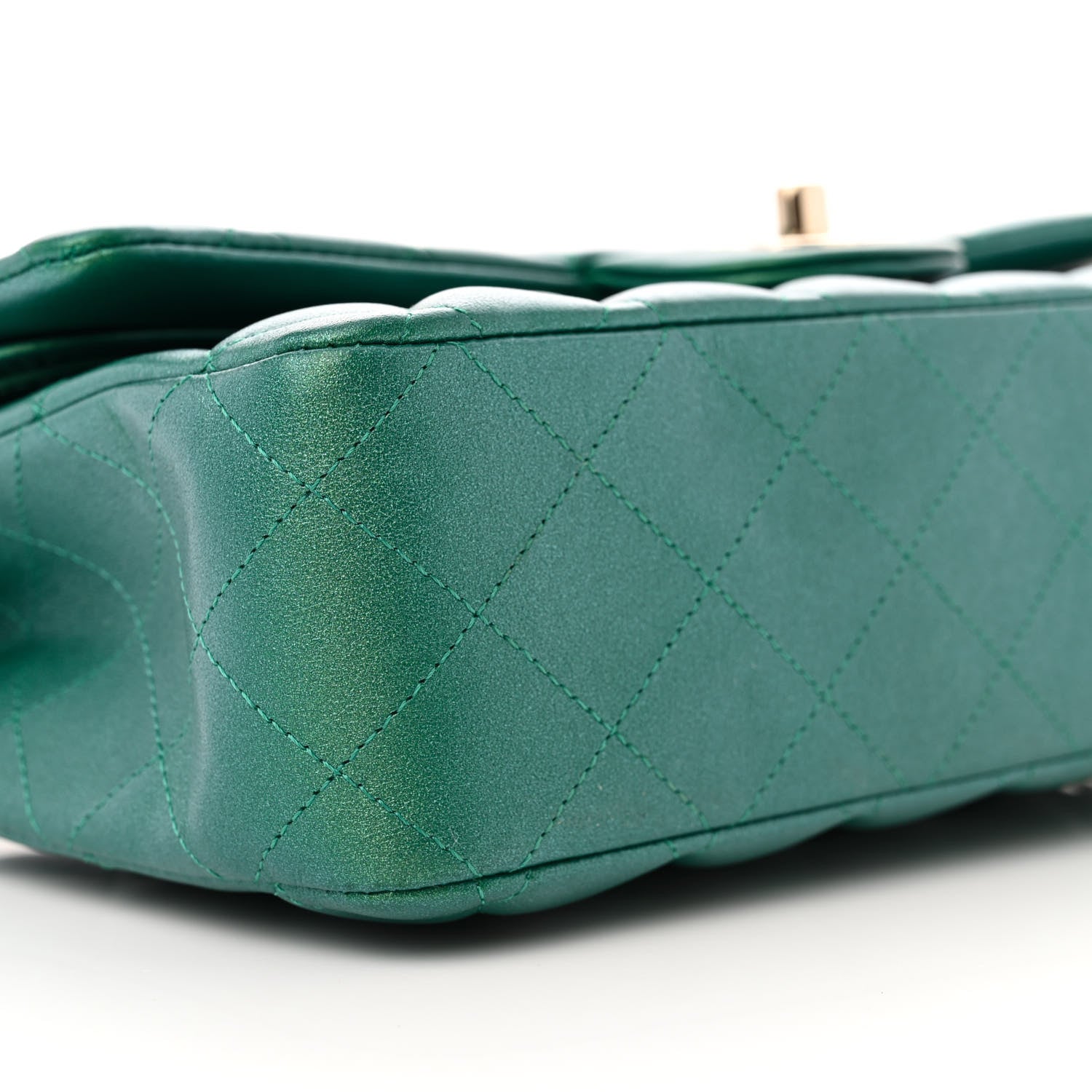 Chanel Iridescent Calfskin Quilted Medium Double Flap Green 9 of 12